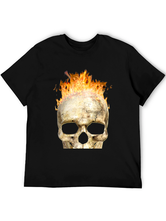 Flaming Skull Graphic Black T-Shirt
