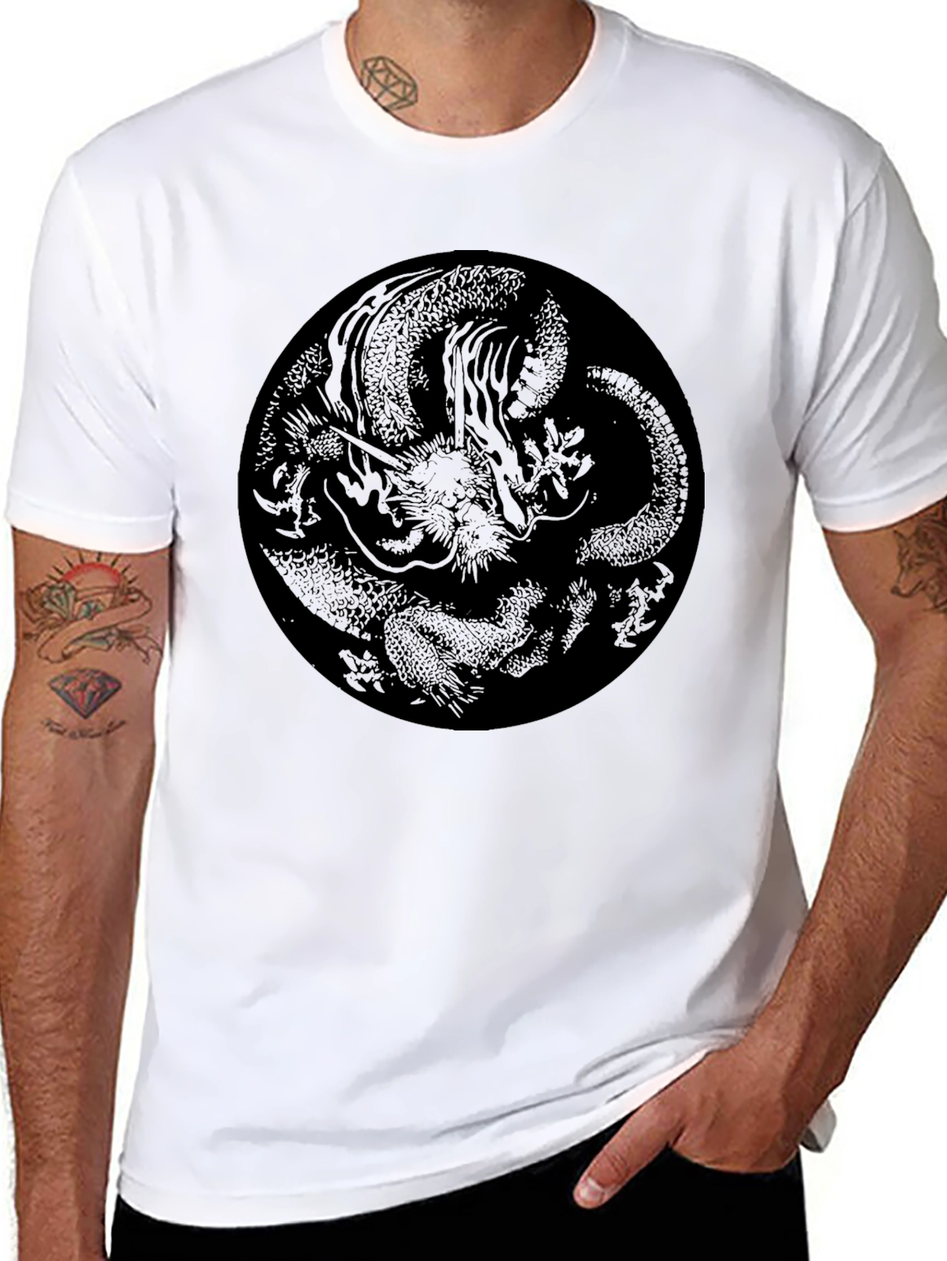Dragon Circle Graphic Black T-Shirt