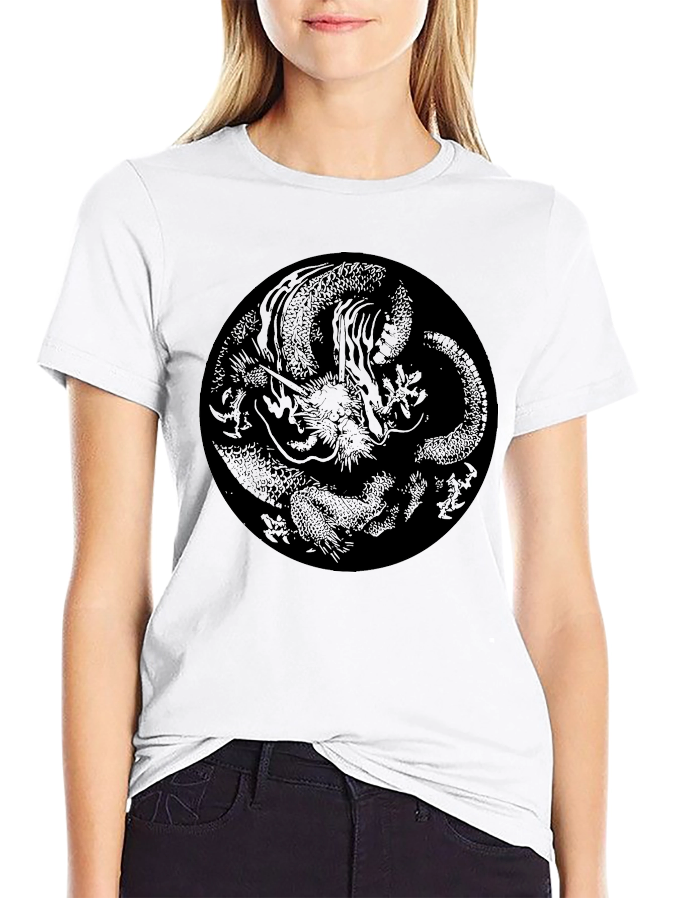 Dragon Circle Graphic Black T-Shirt