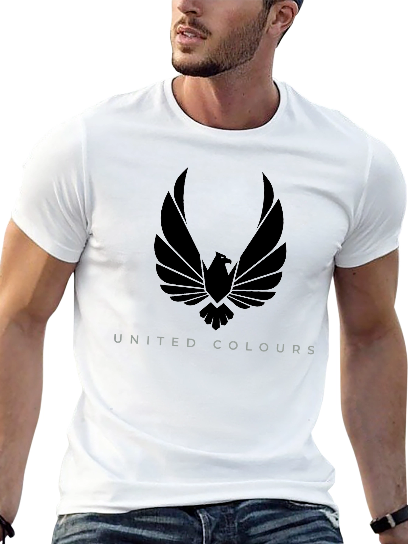 Black T-Shirt with Eagle and United Colours Print