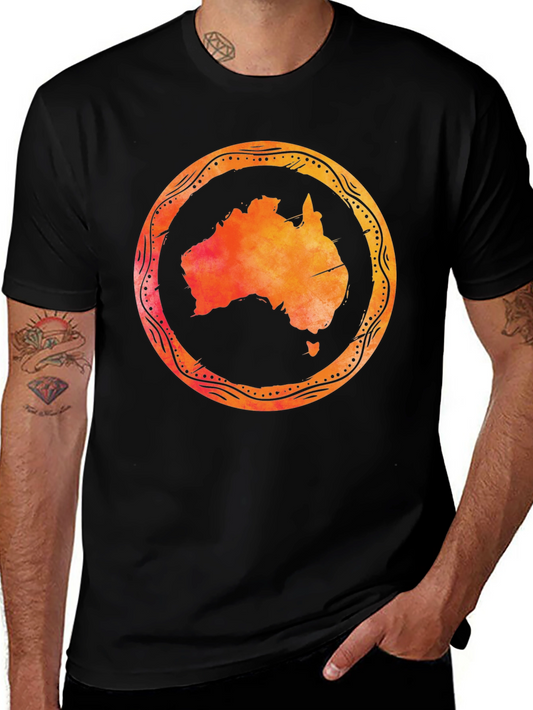Australia Map Graphic Black T-Shirt