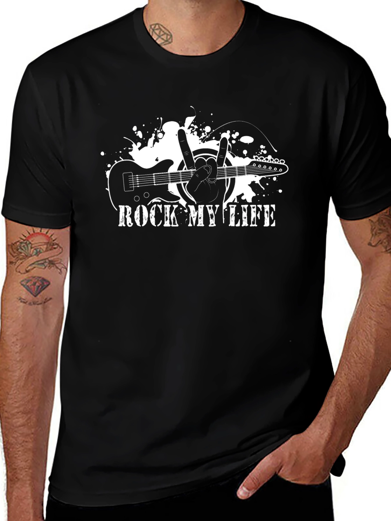 Rock My Life Black Graphic T-Shirt