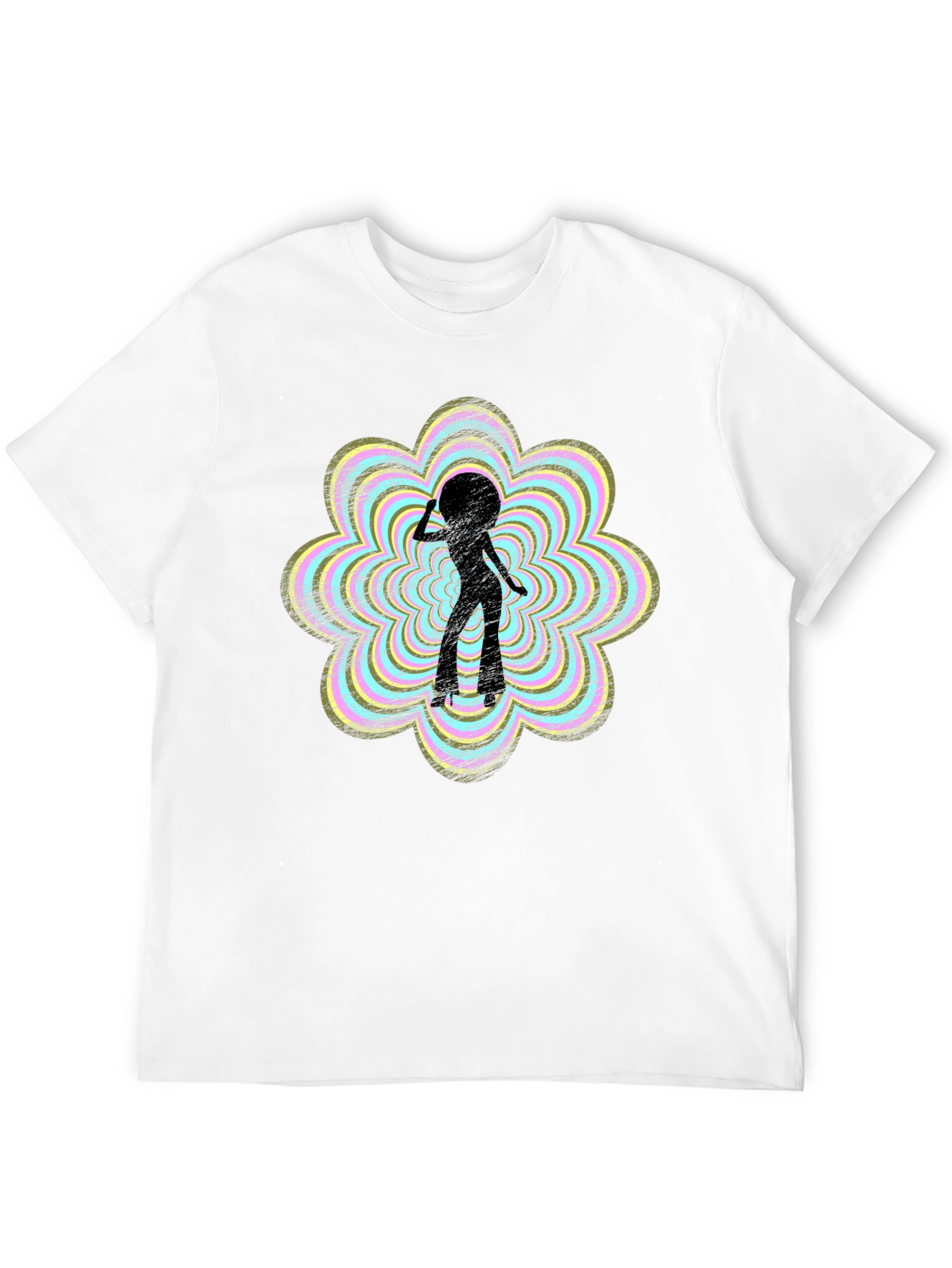 Retro Disco Girl Graphic Tee - Black Cotton T-Shirt