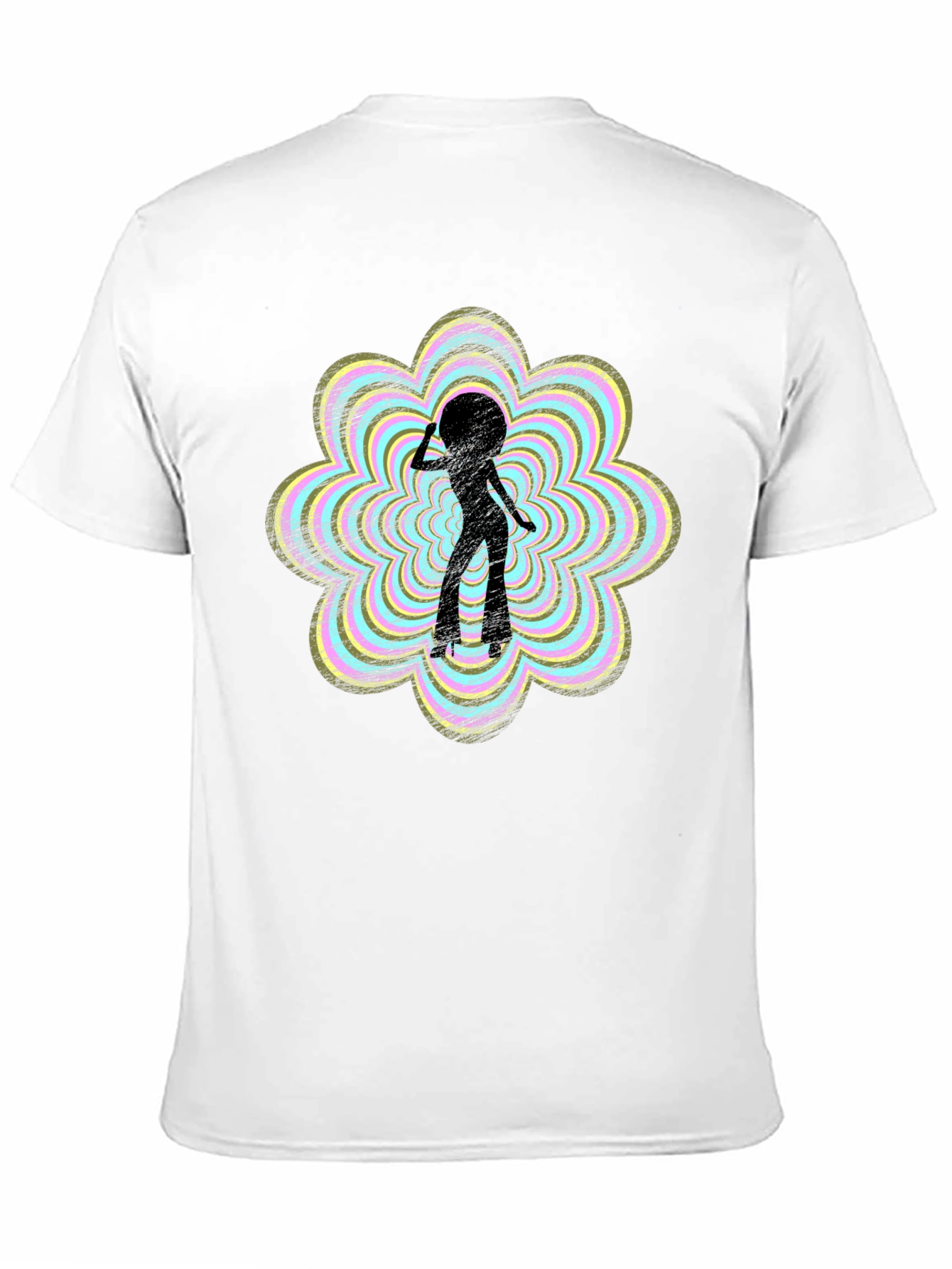 Retro Disco Girl Graphic Tee - Black Cotton T-Shirt