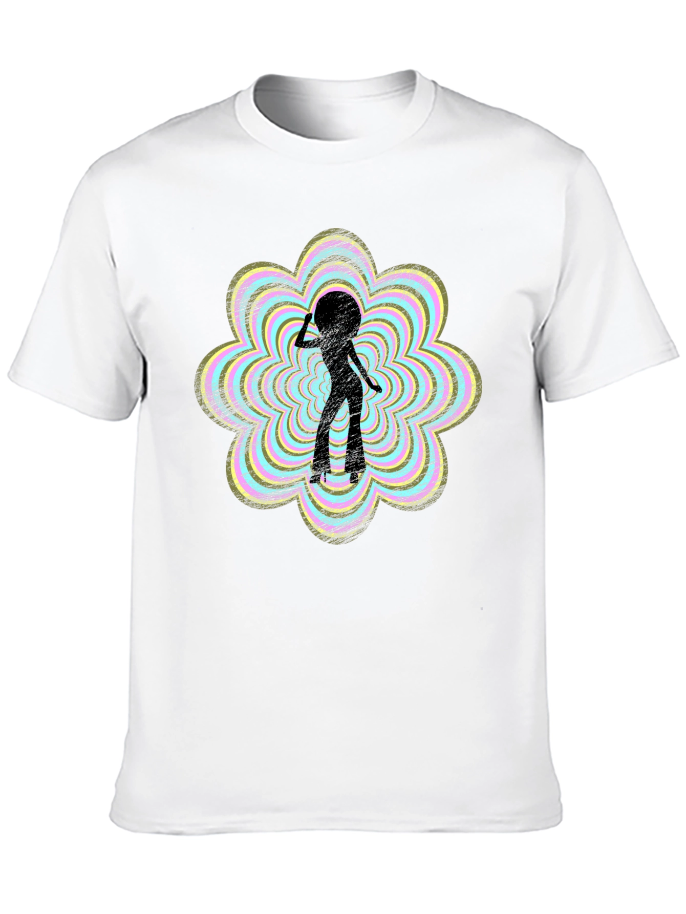 Retro Disco Girl Graphic Tee - Black Cotton T-Shirt