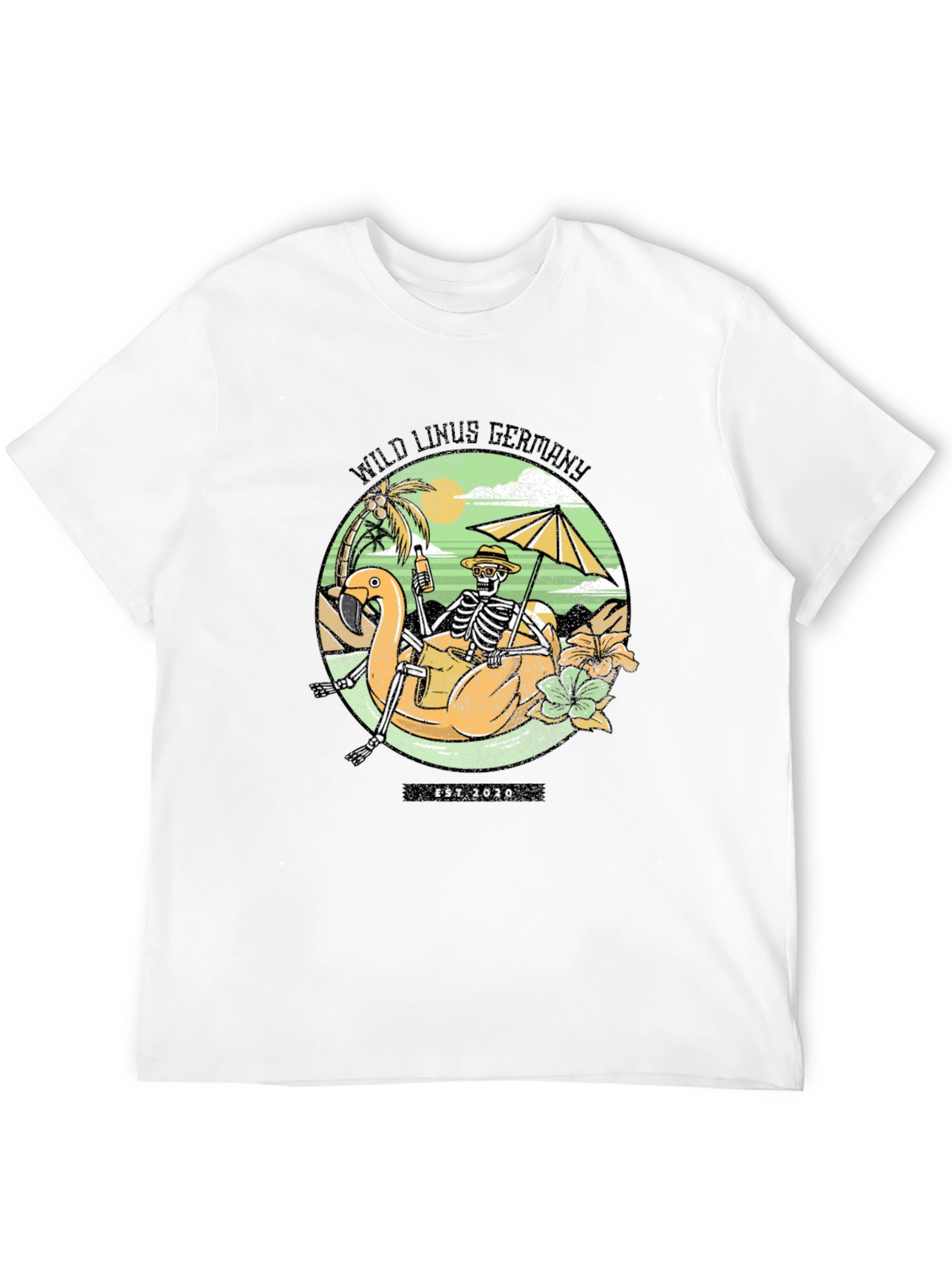 Wild Linus Germany Skeleton Flamingo T-Shirt
