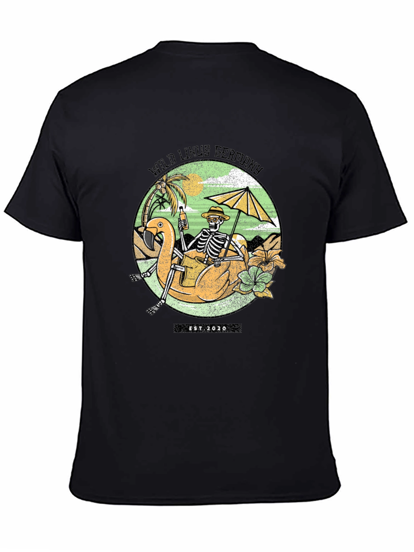 Wild Linus Germany Skeleton Flamingo T-Shirt