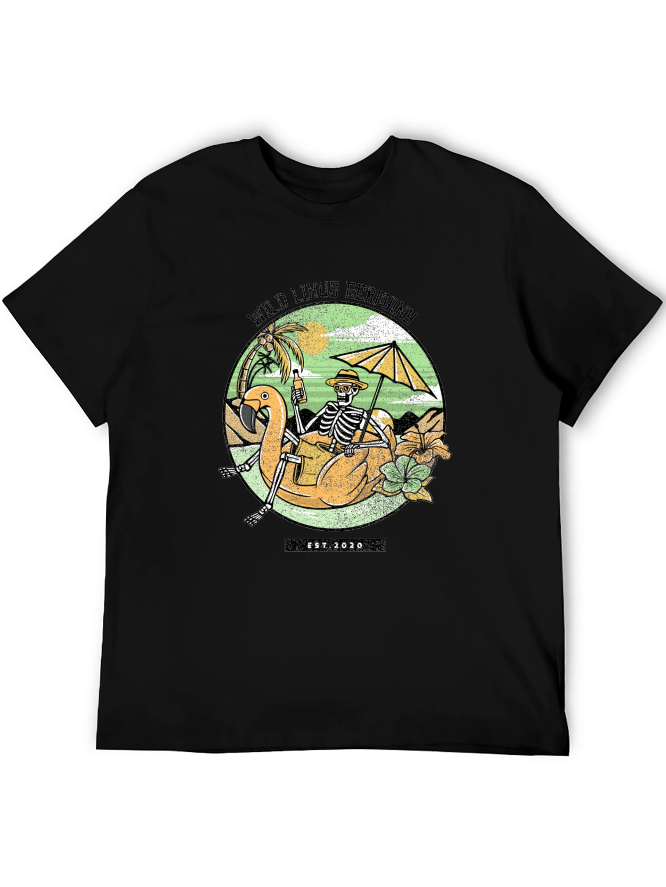Wild Linus Germany Skeleton Flamingo T-Shirt