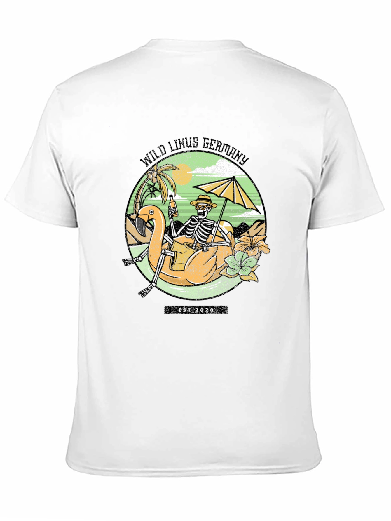 Wild Linus Germany Skeleton Flamingo T-Shirt
