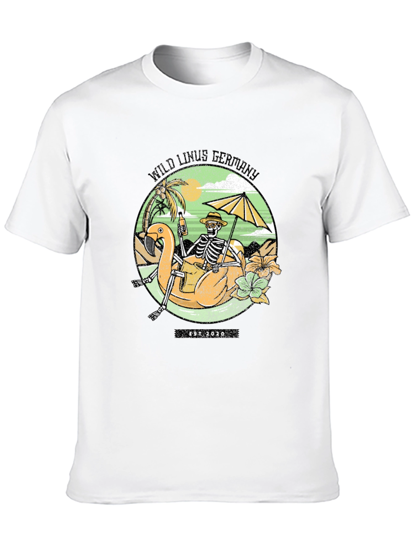 Wild Linus Germany Skeleton Flamingo T-Shirt