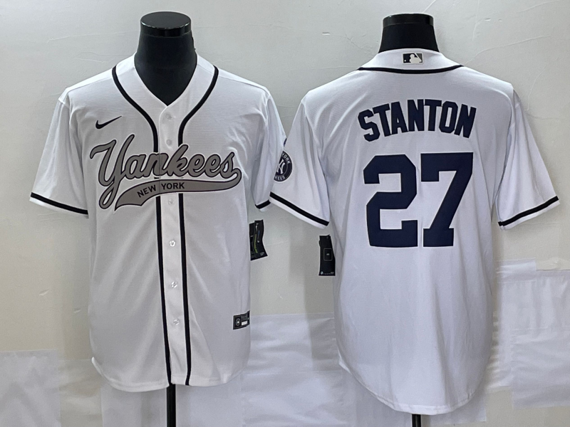 Men's New York Yankees Giancarlo Stanton #27 White Player Jerseys Joint Edition
