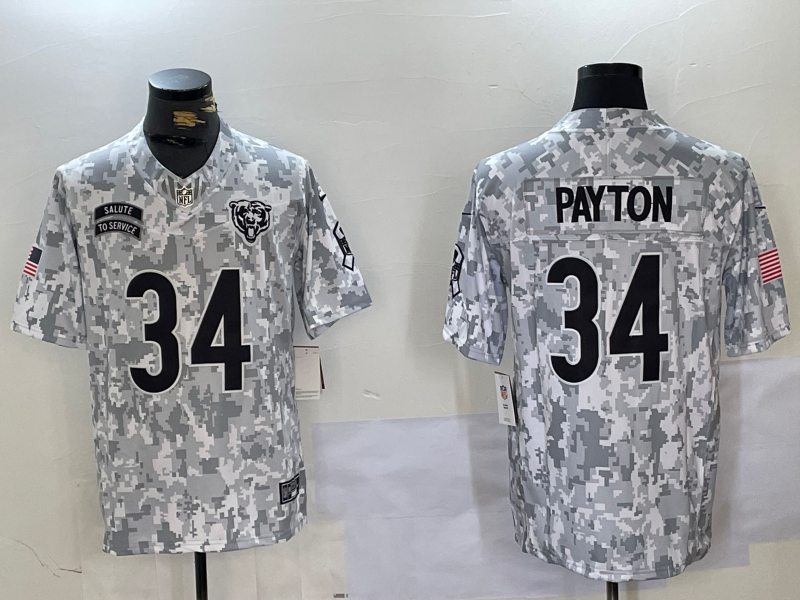 Men's Chicago Bears Walter Payton #34 Arctic Camo 2024 Salute to Service Retired Player Limited Jerseys