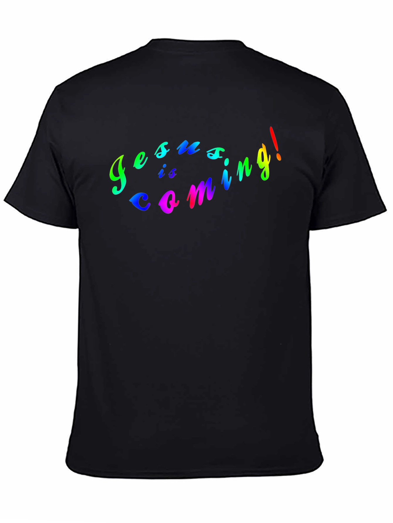 Jesus Is Coming Rainbow Graphic Black T-Shirt