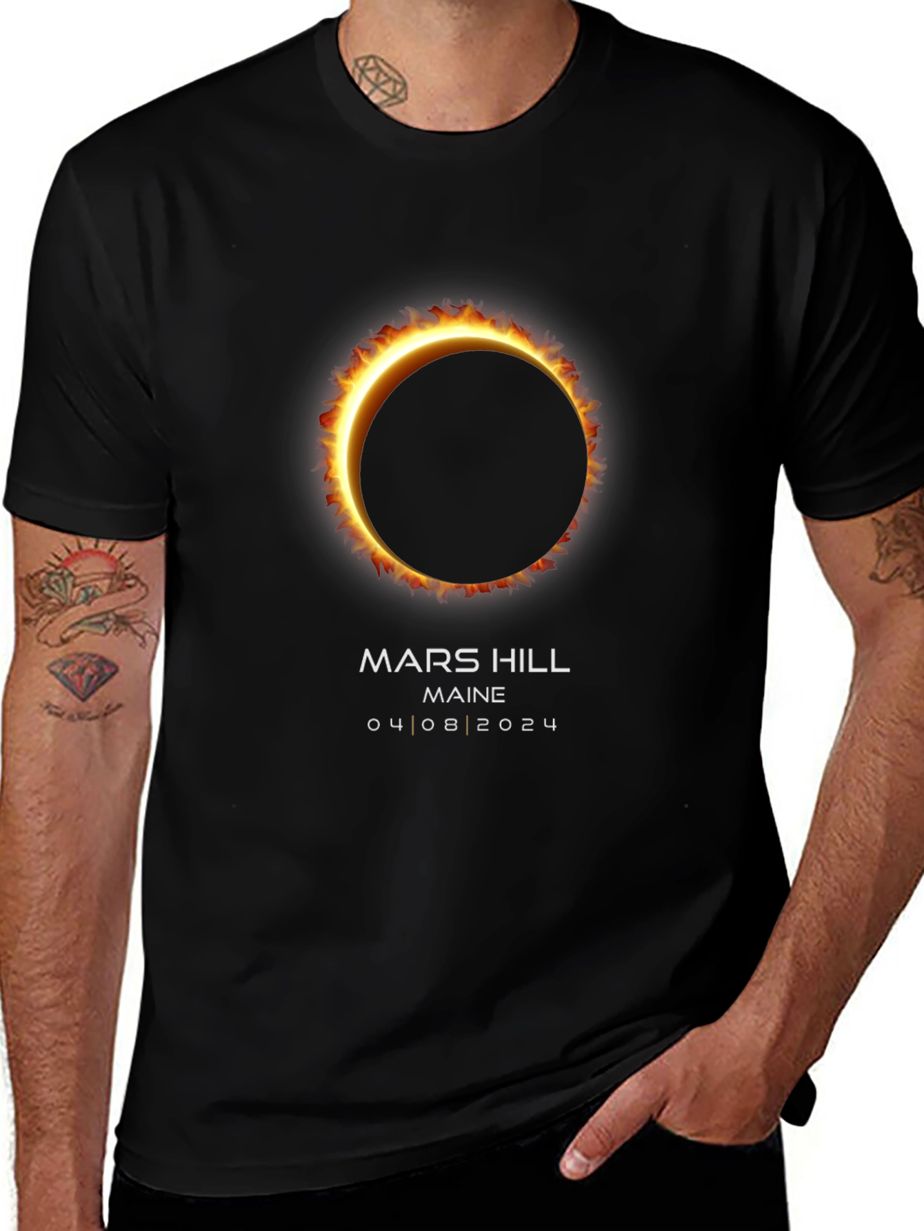 Mars Hill Maine Solar Eclipse T-Shirt 04.08.2024