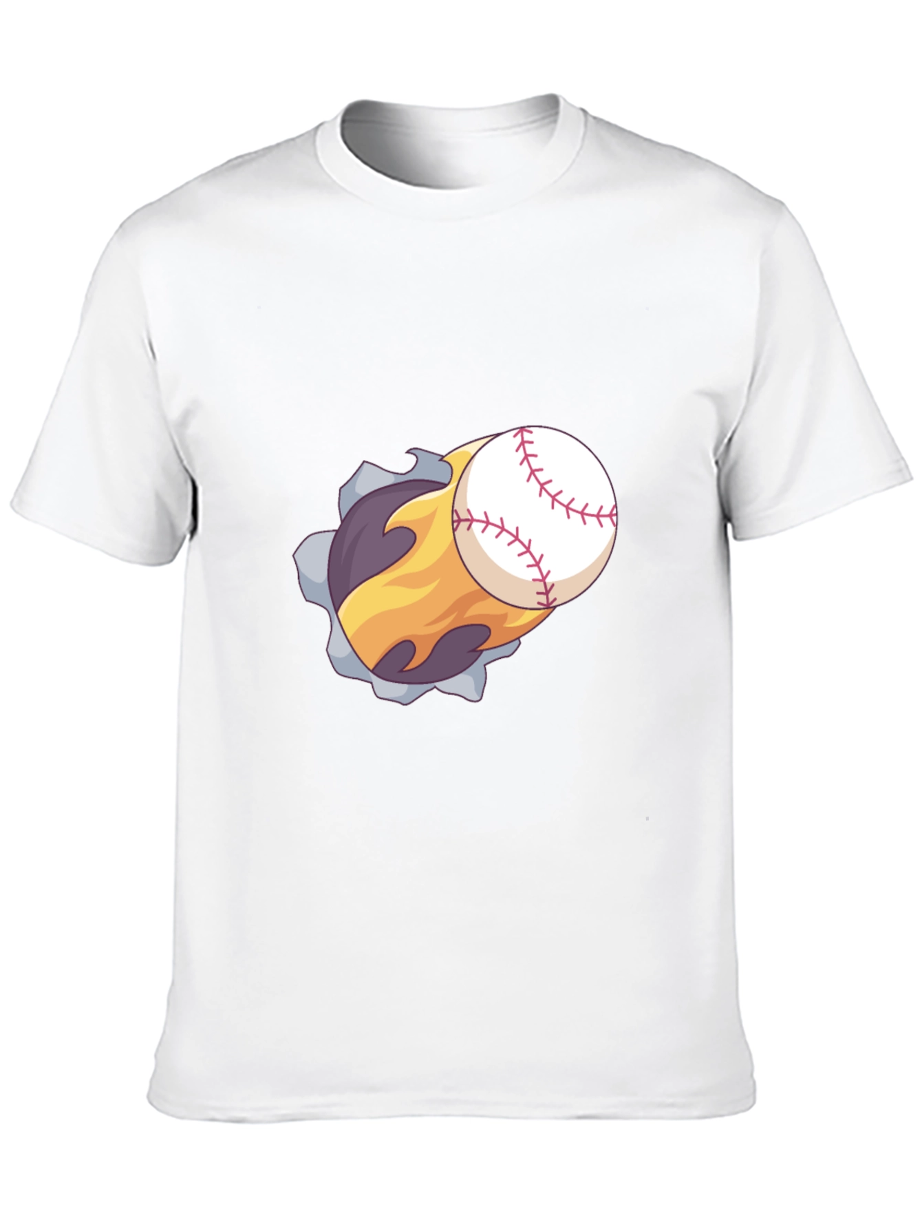 Flaming Baseball Graphic T-Shirt - Black