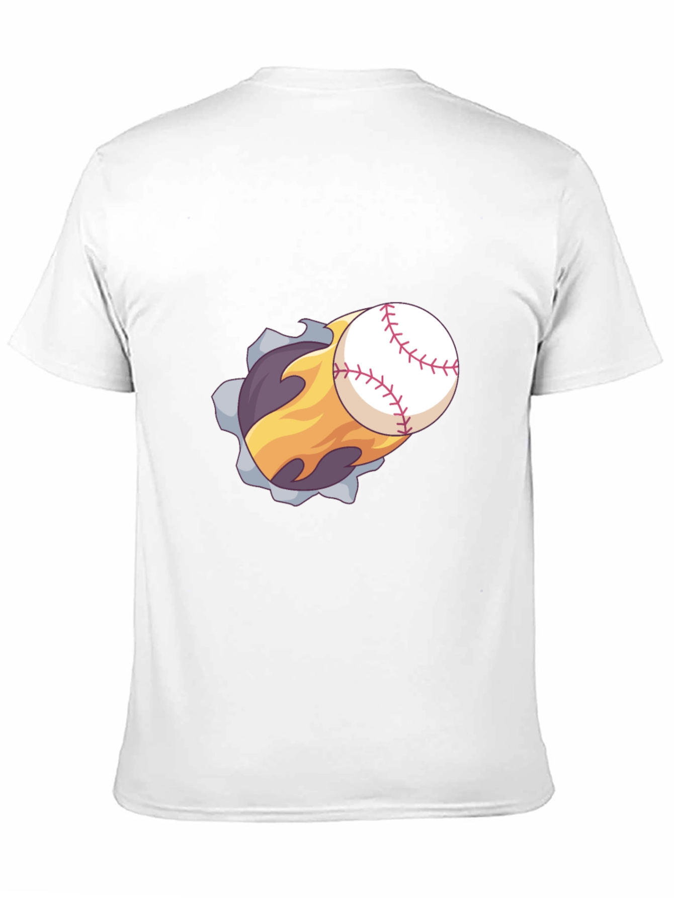 Flaming Baseball Graphic T-Shirt - Black