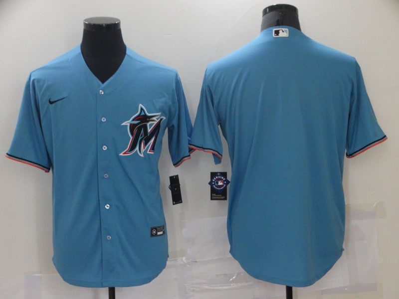 Men's Miami Marlins Blue Alternate Replica Blank Jerseys