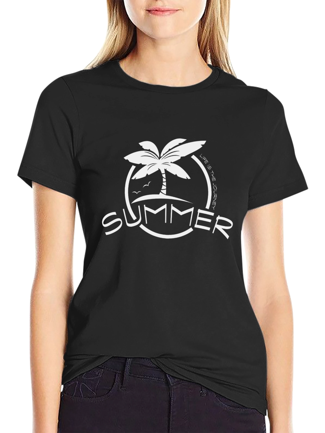 Summer Palm Graphic Tee - Black