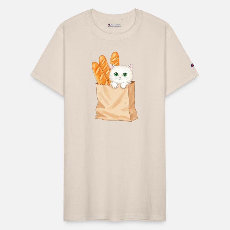 Adorable Cat and Baguette Illustration