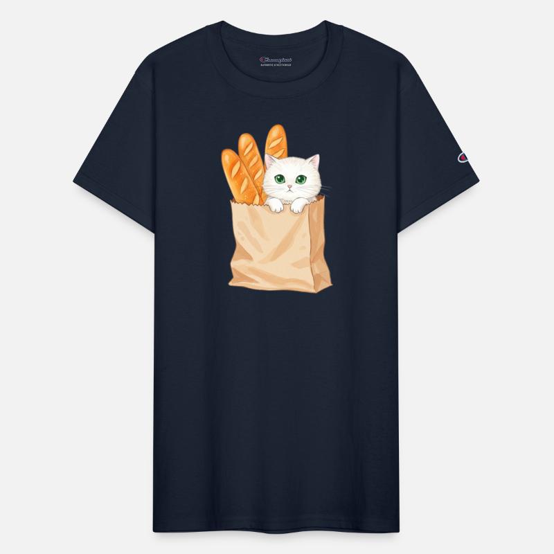 Adorable Cat and Baguette Illustration