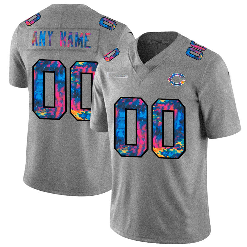 Custom1 Chicago Bears Multi-Color 2020 Crucial Catch Vapor Untouchable Limited Jerseys Greyheather Stitched Jerseys Football Jerseys
