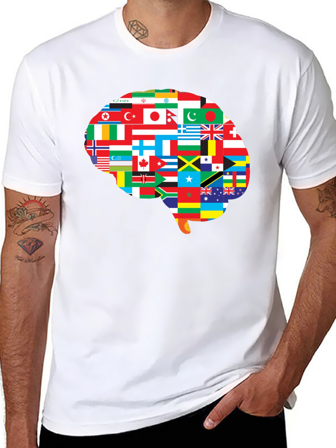 World Flags Brain T-Shirt - Global Mind