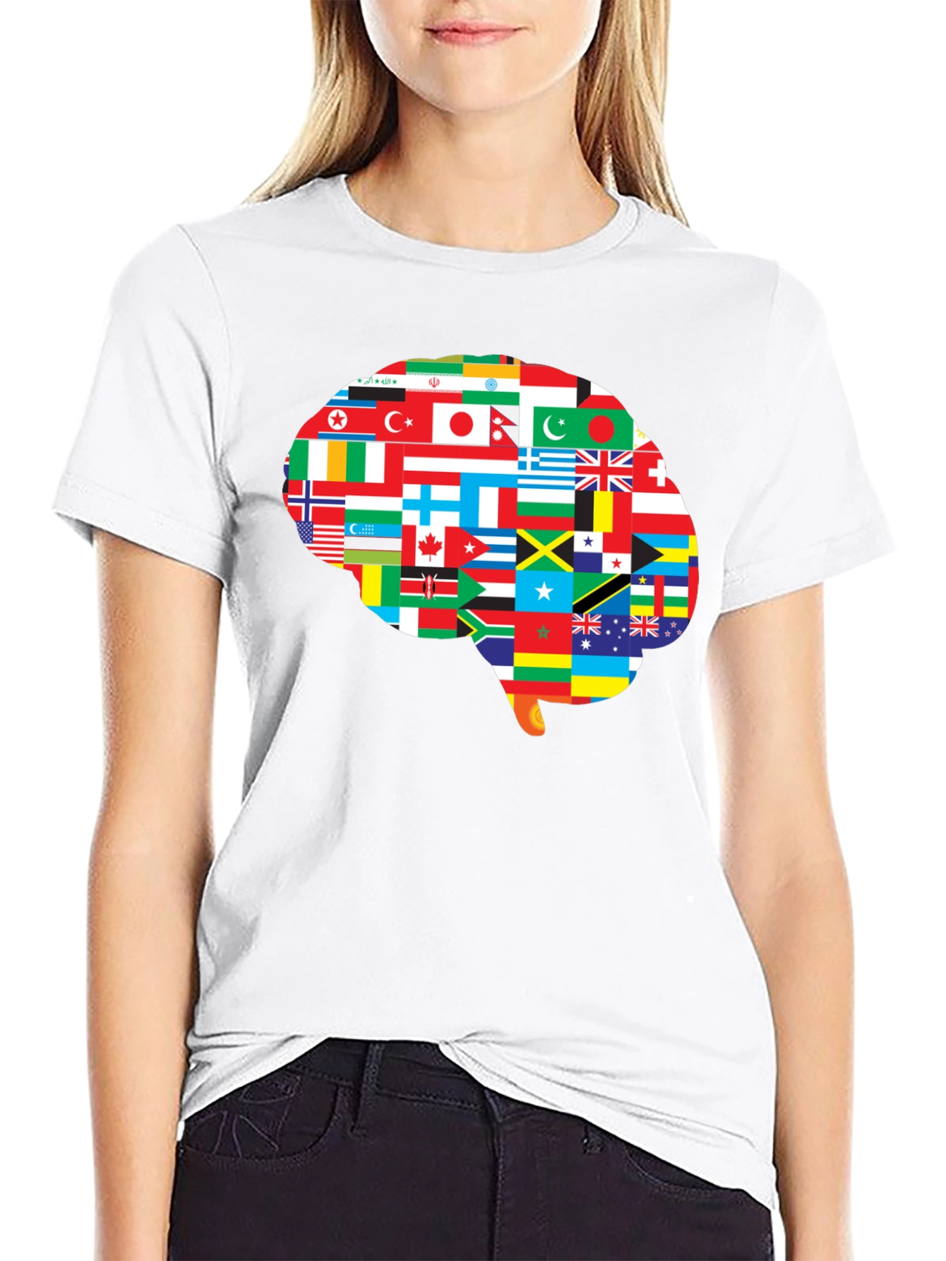World Flags Brain T-Shirt - Global Mind