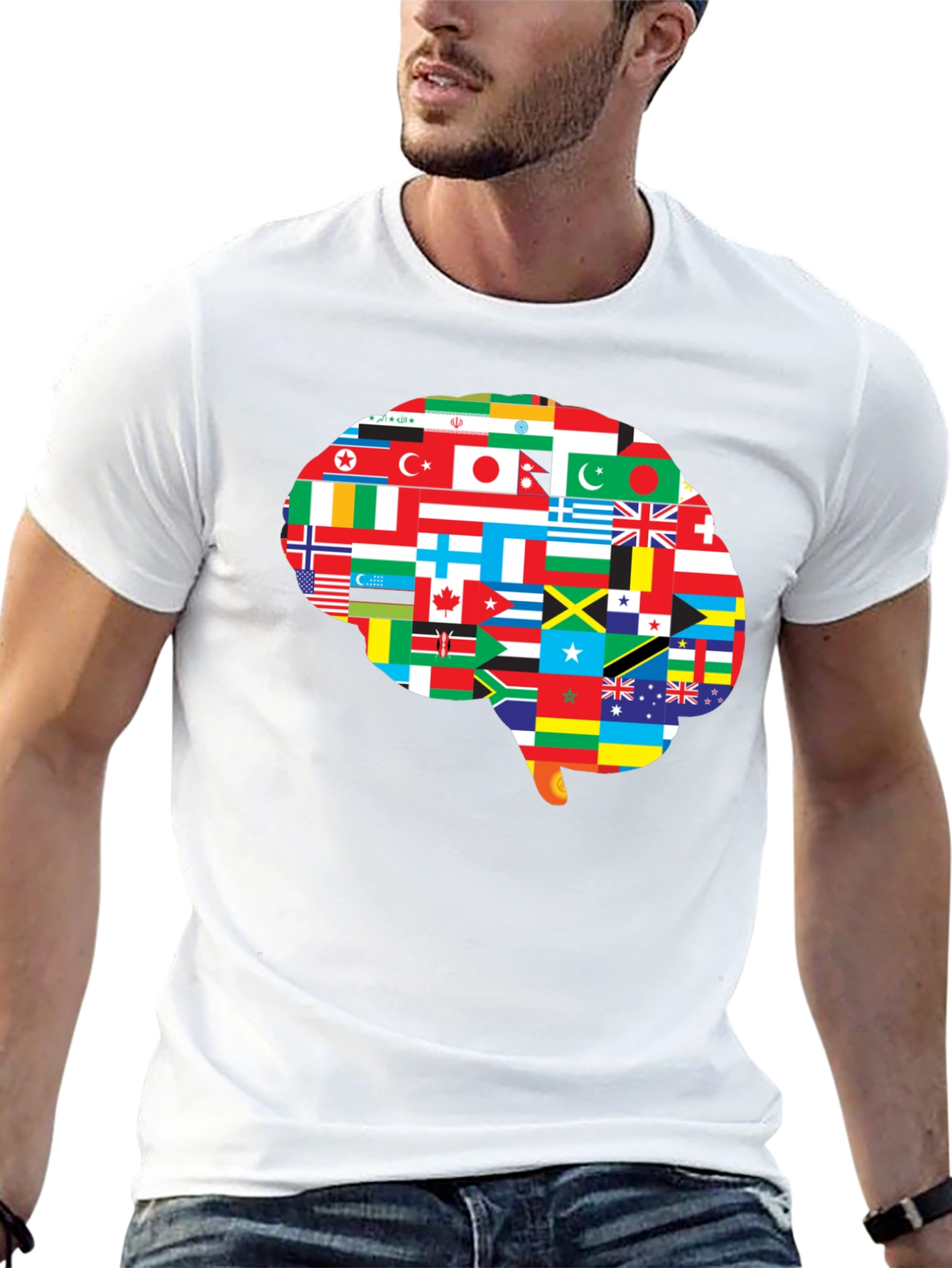 World Flags Brain T-Shirt - Global Mind