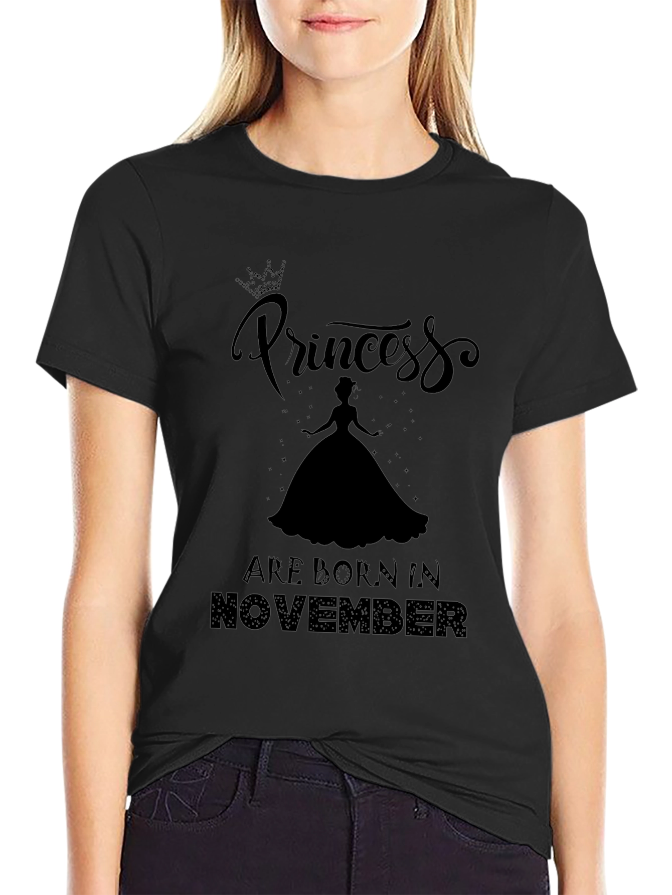 Princess Born in November Black Graphic Tee