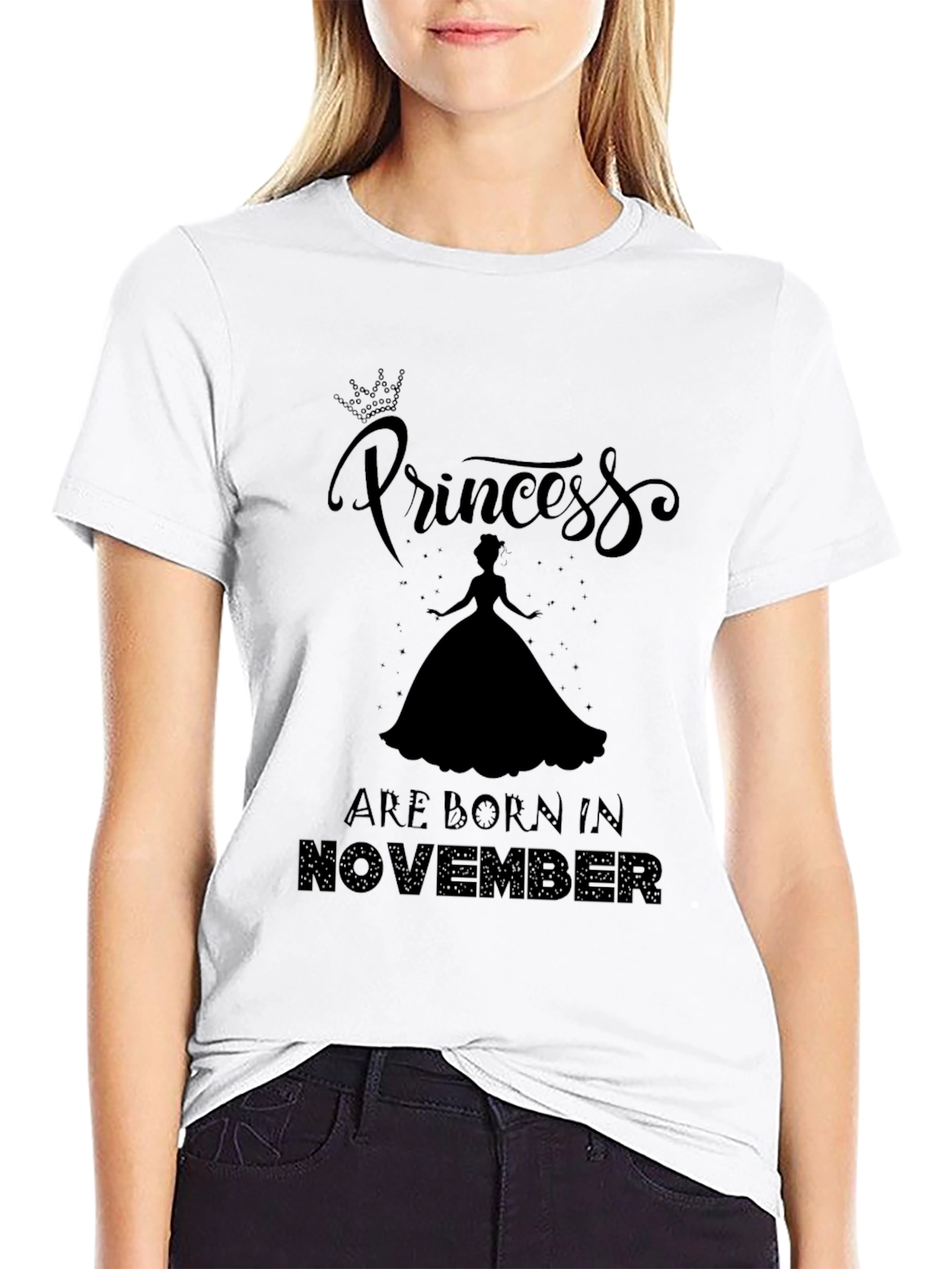 Princess Born in November Black Graphic Tee