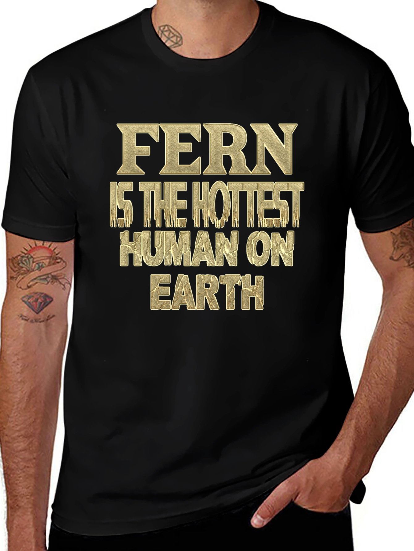 Fern Hottest Human Earth Black T-Shirt Novelty