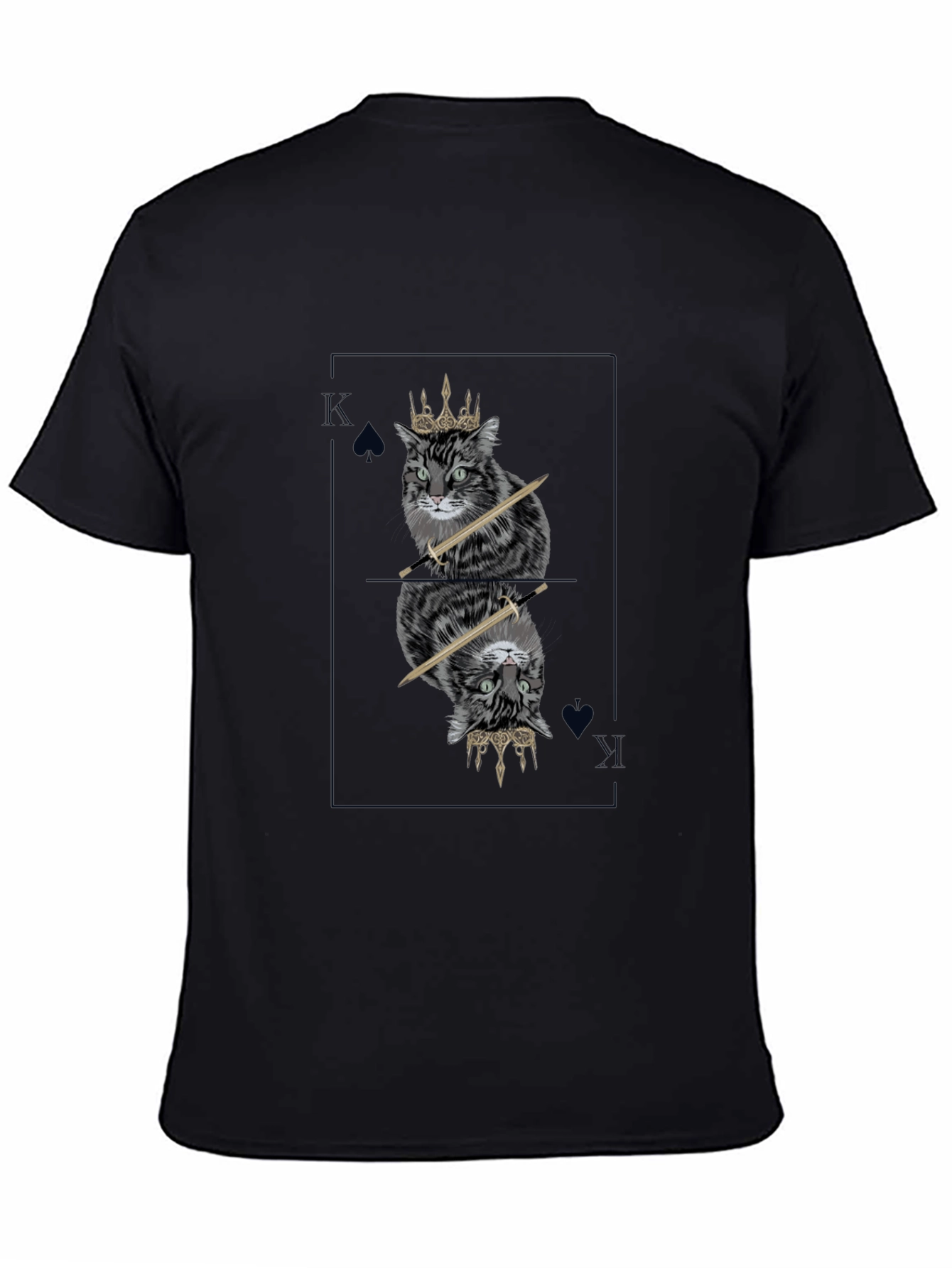 King Cat T-Shirt - Spade Card Design