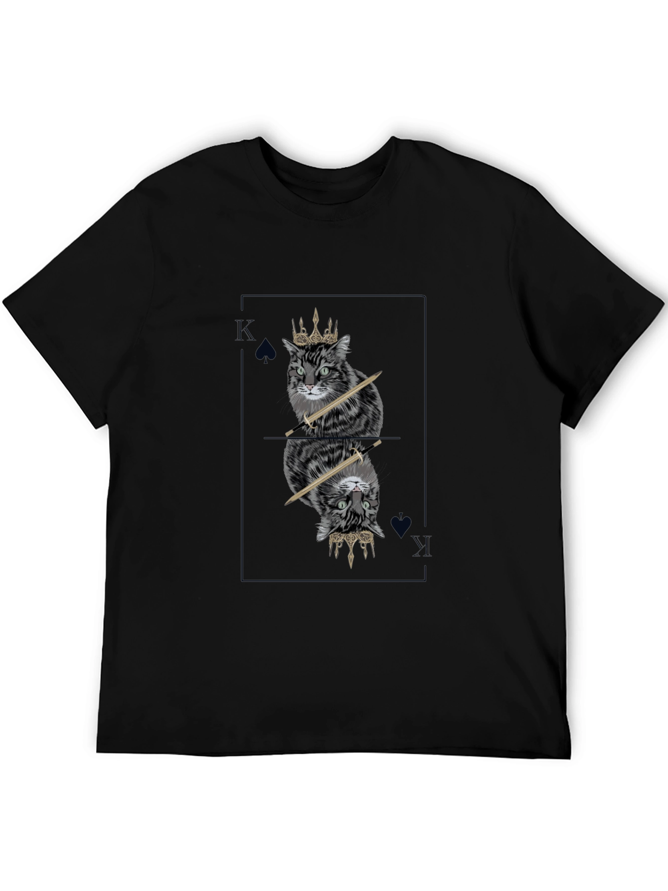 King Cat T-Shirt - Spade Card Design