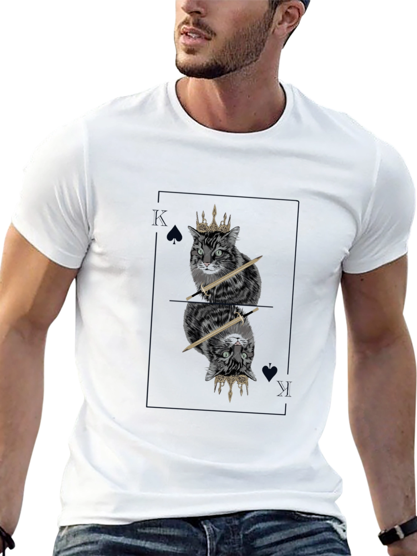 King Cat T-Shirt - Spade Card Design