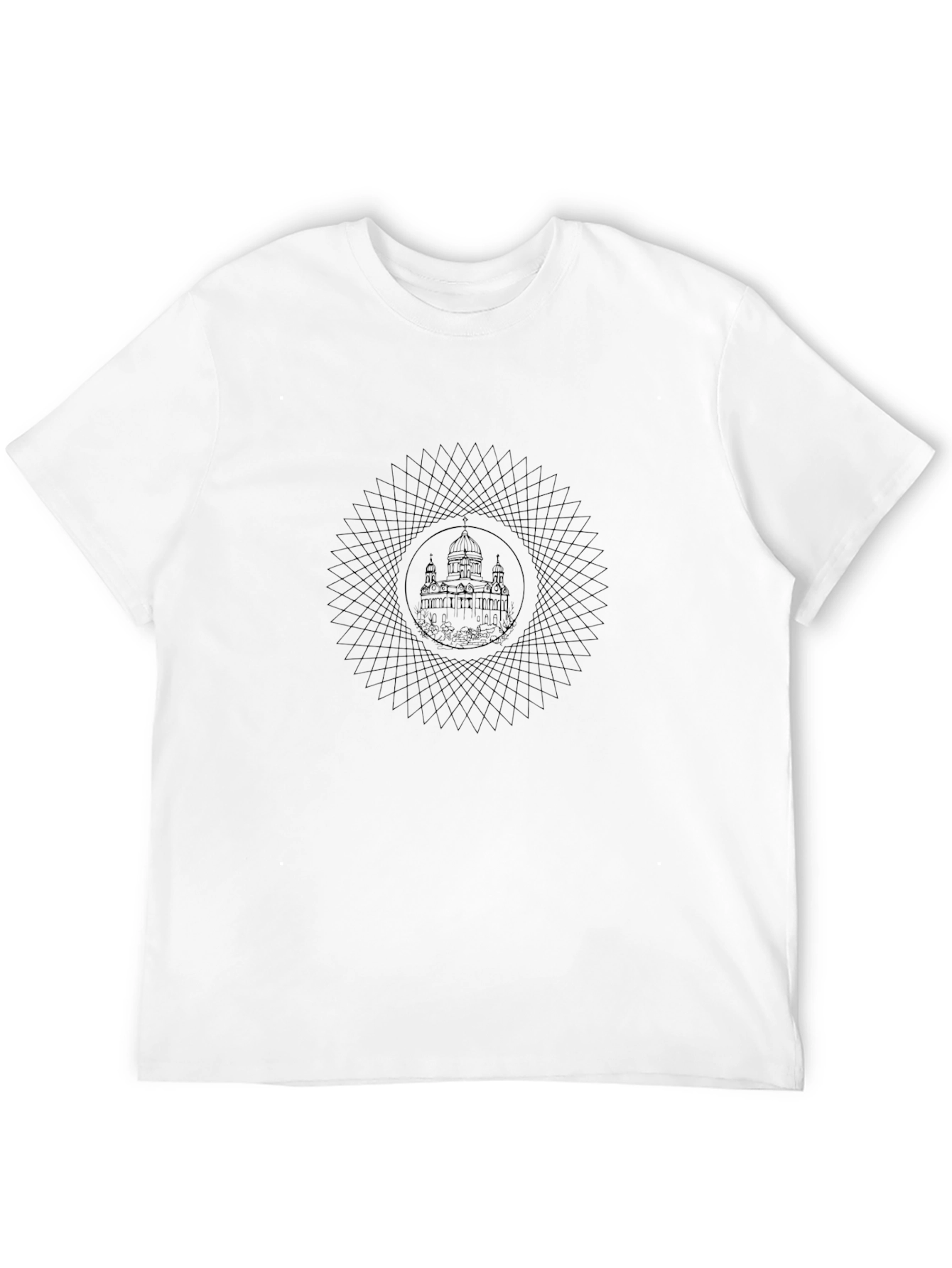 Geometric Church Graphic Black T-Shirt