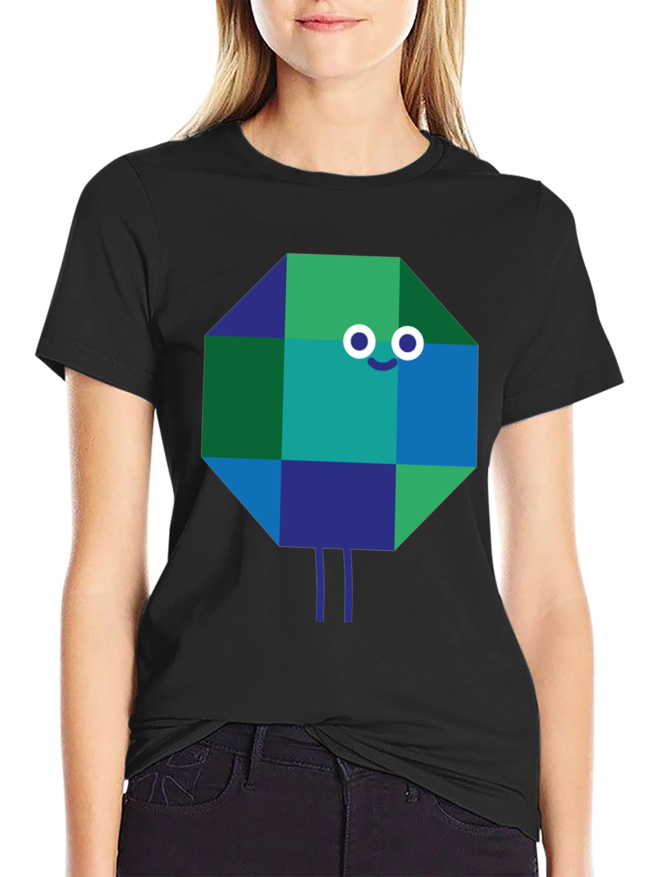 Geometric Character Graphic Tee - Quirky & Cool
