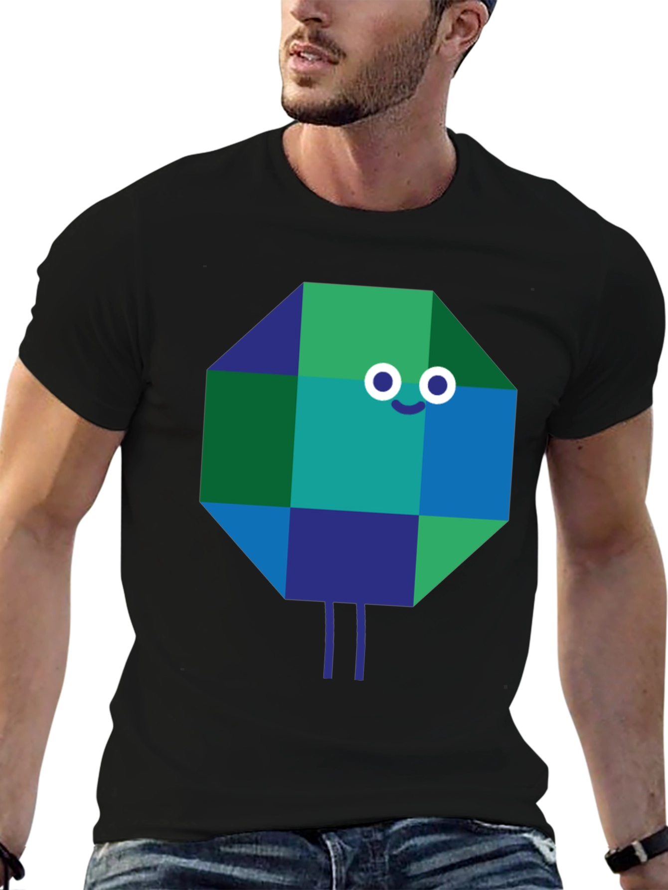 Geometric Character Graphic Tee - Quirky & Cool