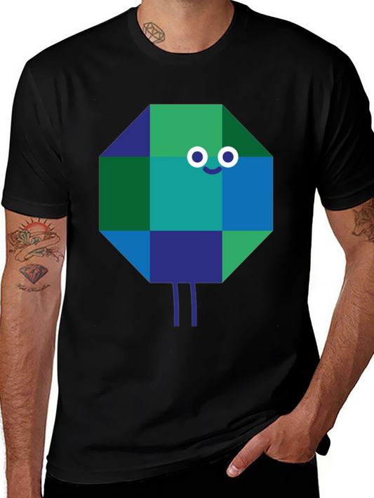 Geometric Character Graphic Tee - Quirky & Cool