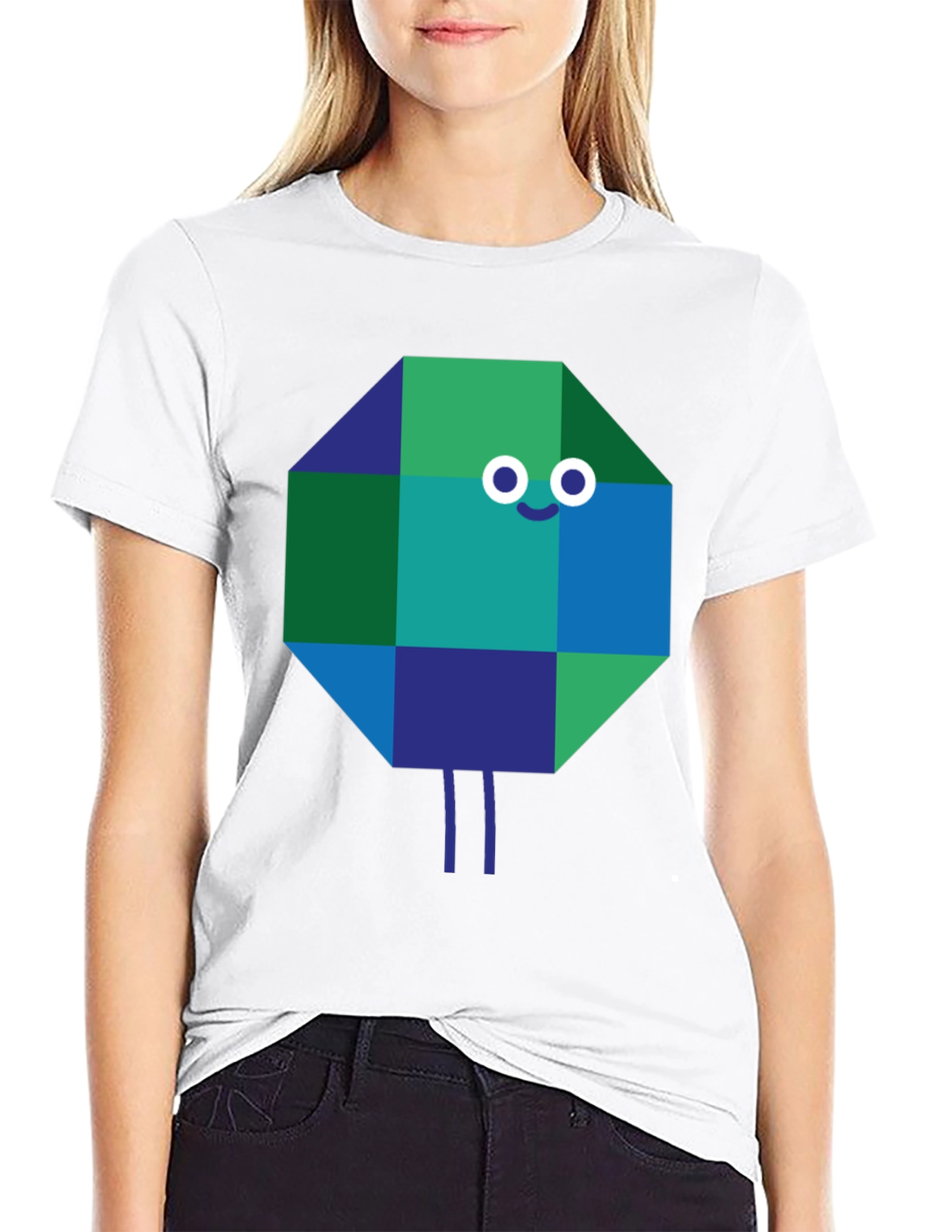 Geometric Character Graphic Tee - Quirky & Cool