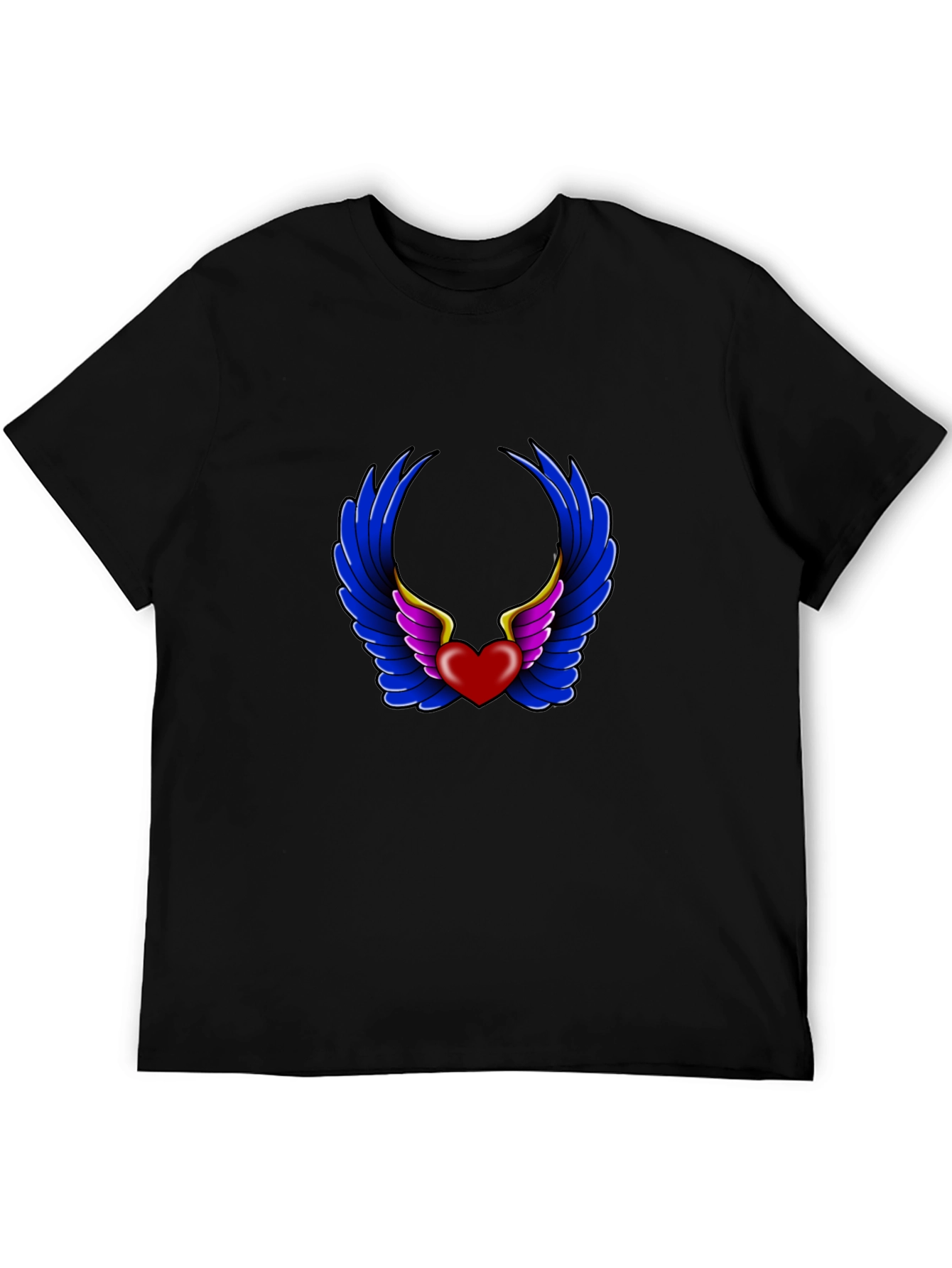 Heart with Wings Graphic Black T-Shirt