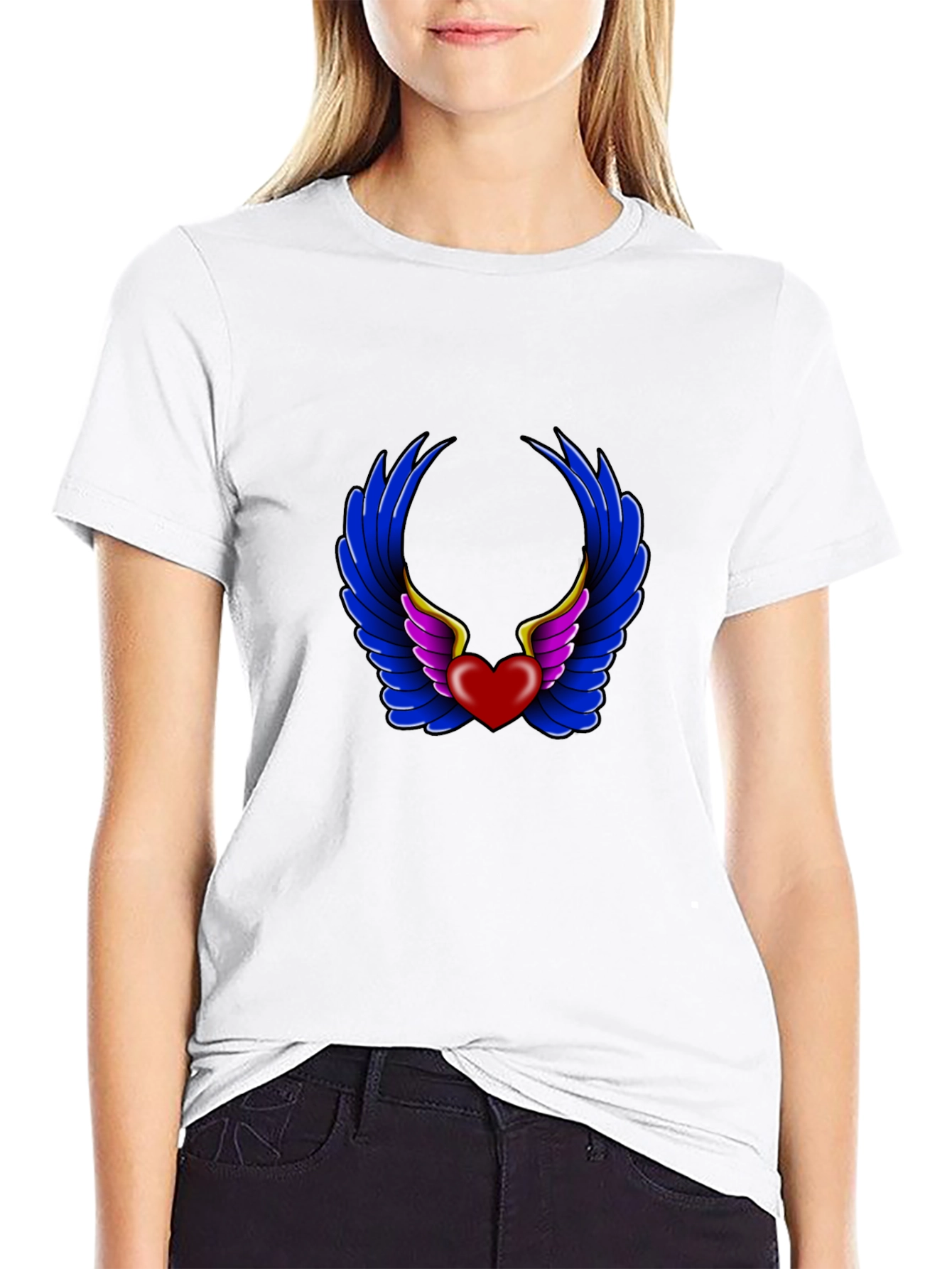 Heart with Wings Graphic Black T-Shirt