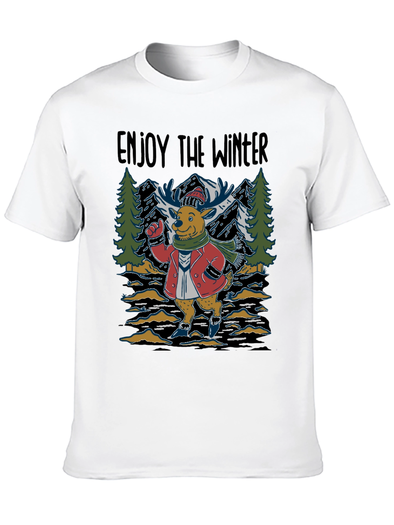 Enjoy the Winter Deer Graphic T-Shirt