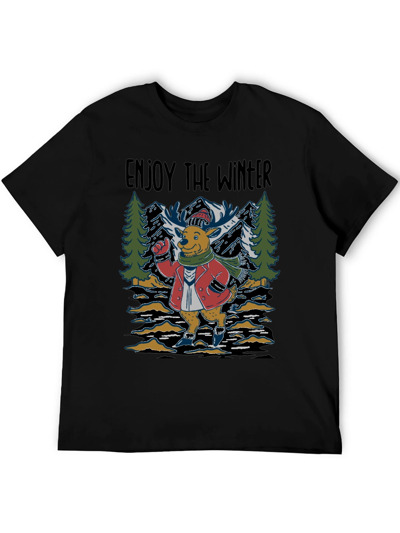 Enjoy the Winter Deer Graphic T-Shirt
