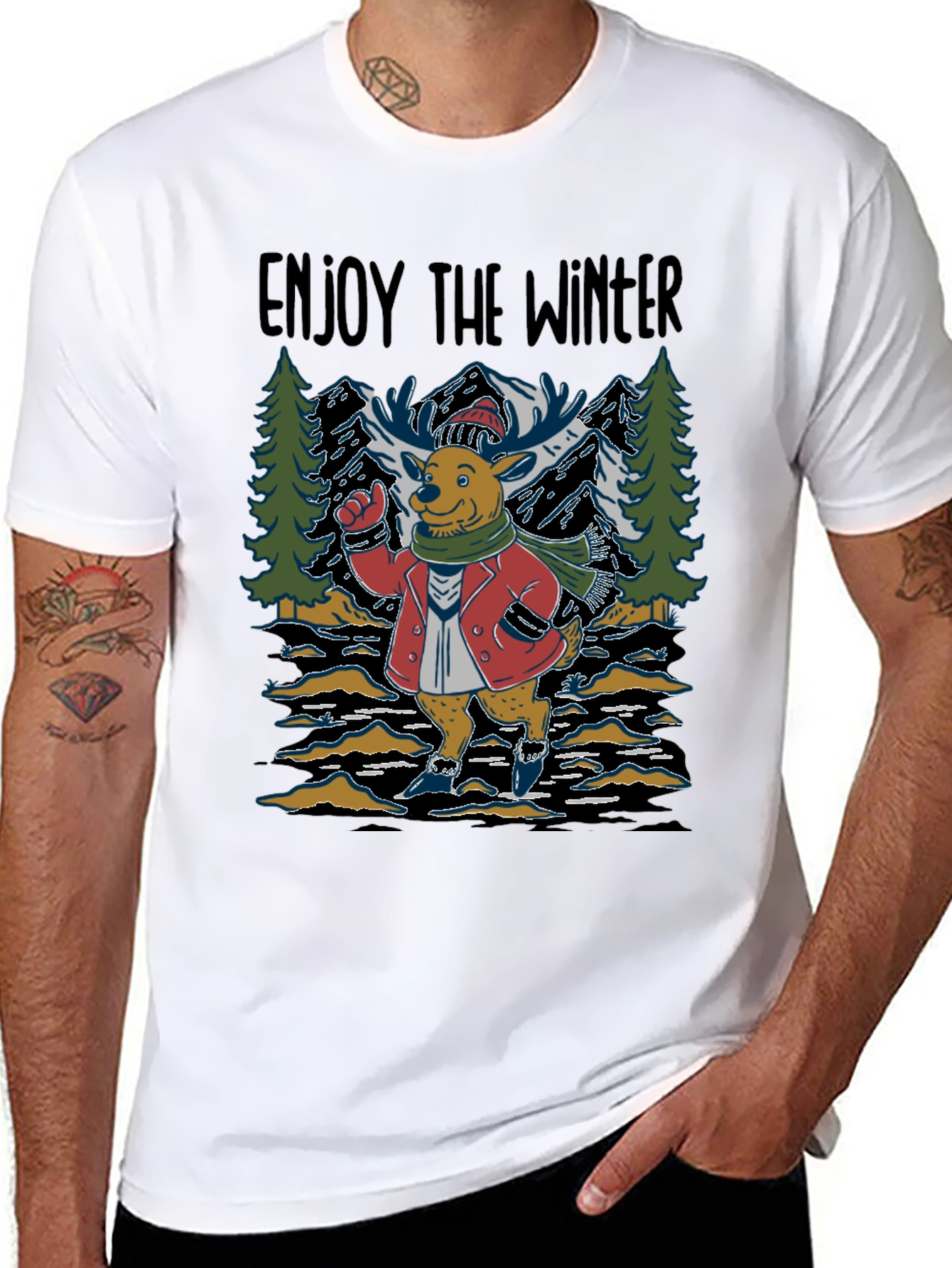 Enjoy the Winter Deer Graphic T-Shirt