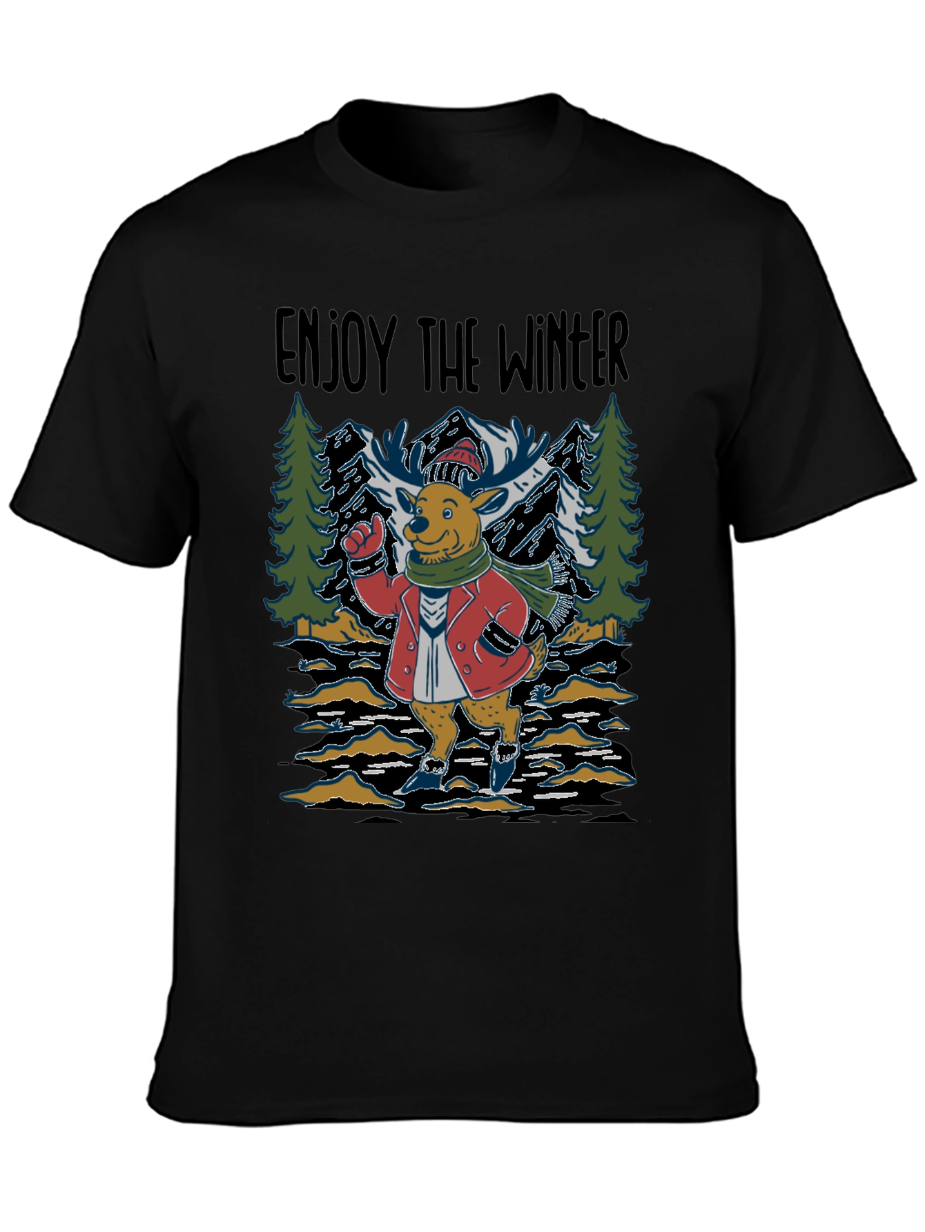 Enjoy the Winter Deer Graphic T-Shirt