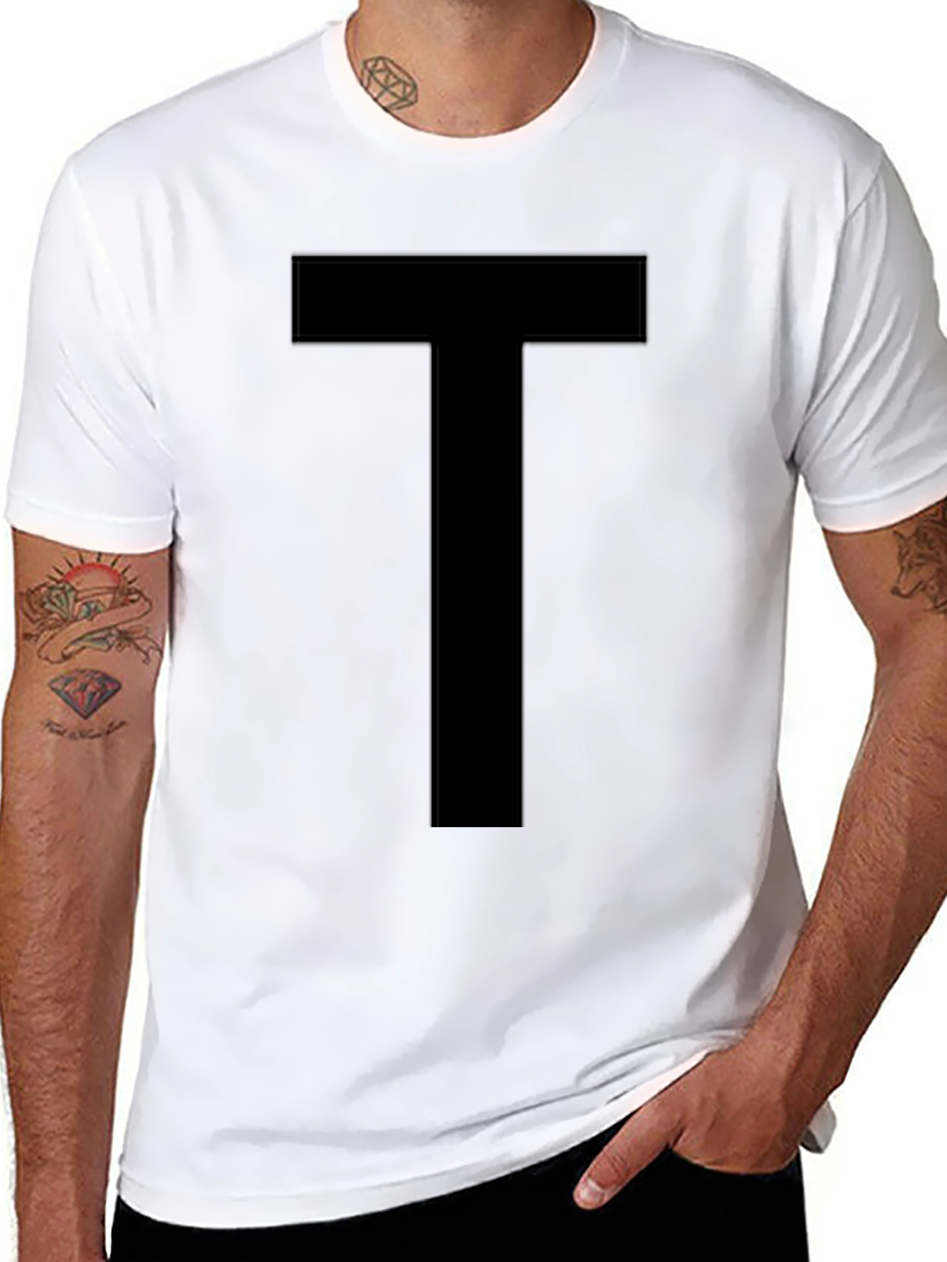 Bold Black T-Shirt with T Design