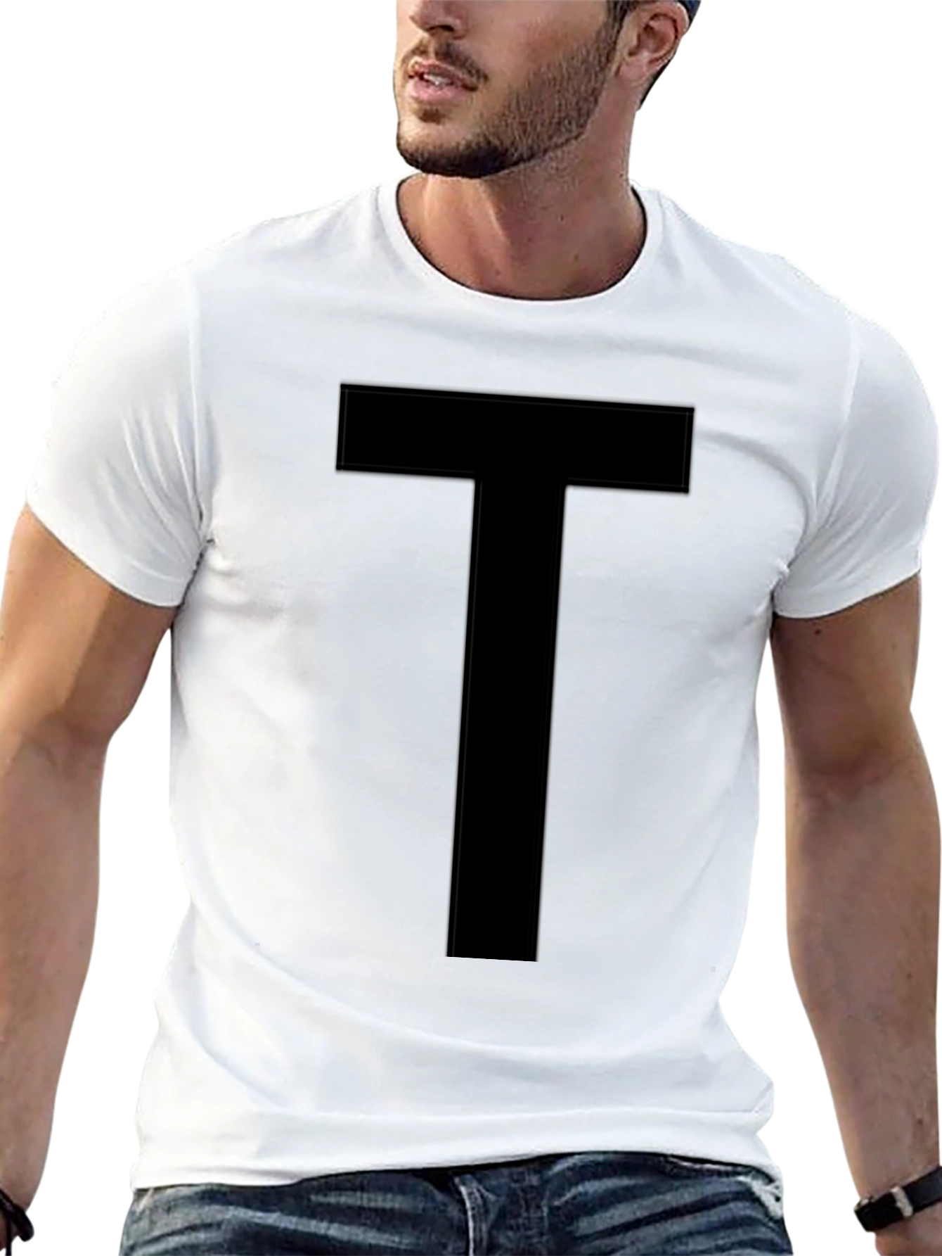 Bold Black T-Shirt with T Design