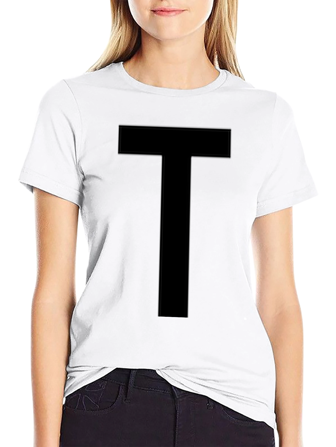 Bold Black T-Shirt with T Design