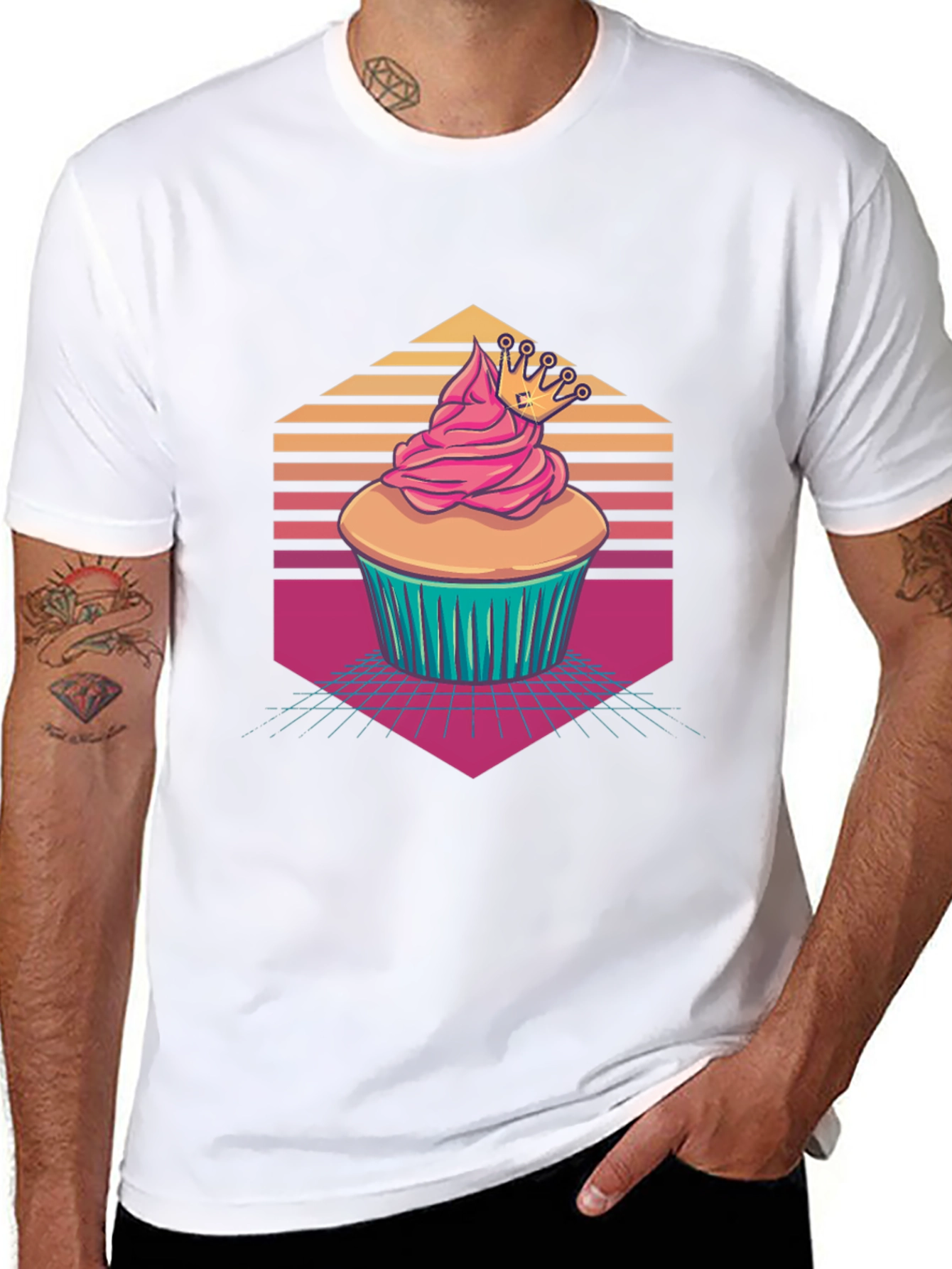 Cupcake Crown Graphic Tee - Retro Style