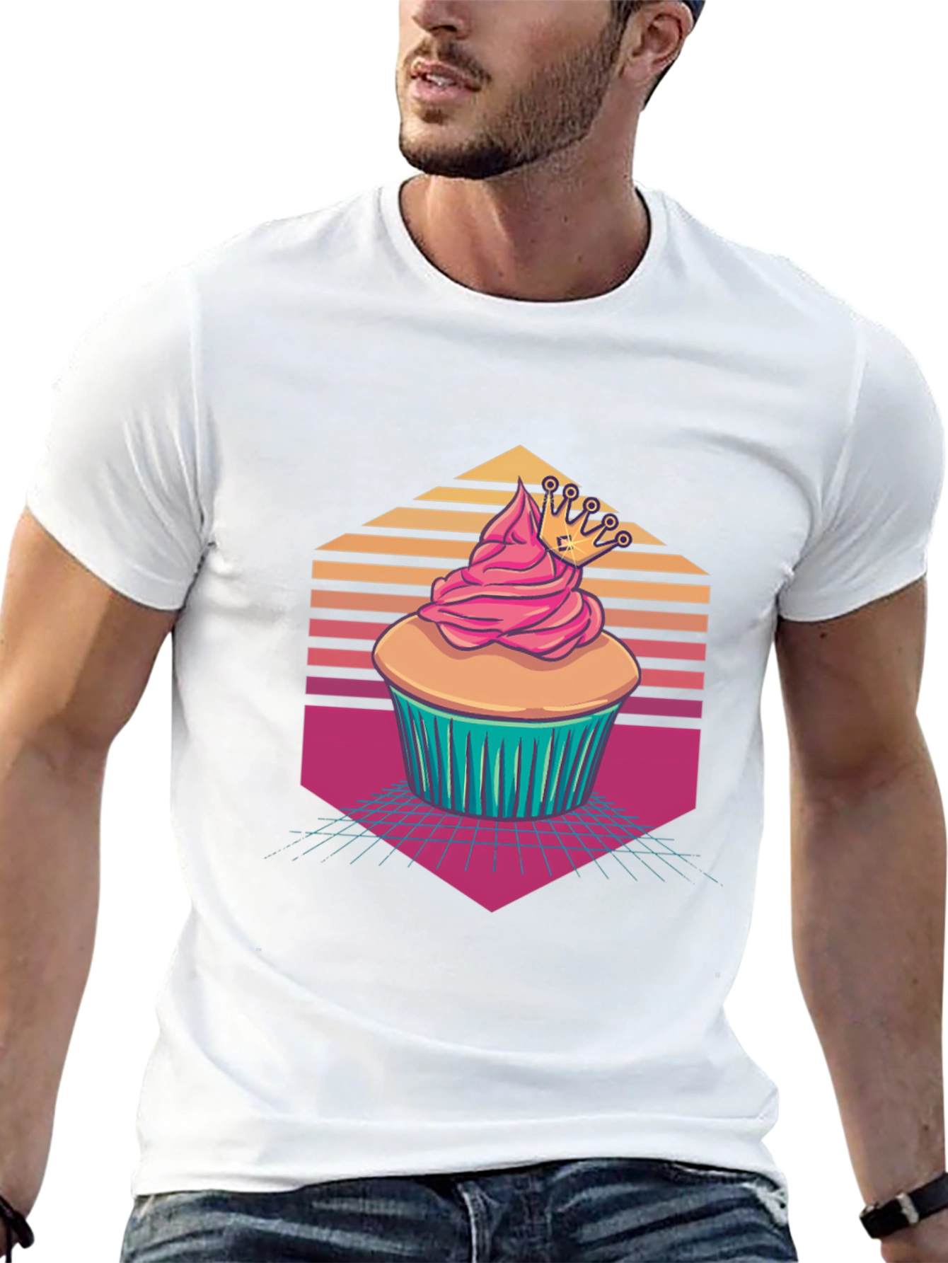 Cupcake Crown Graphic Tee - Retro Style